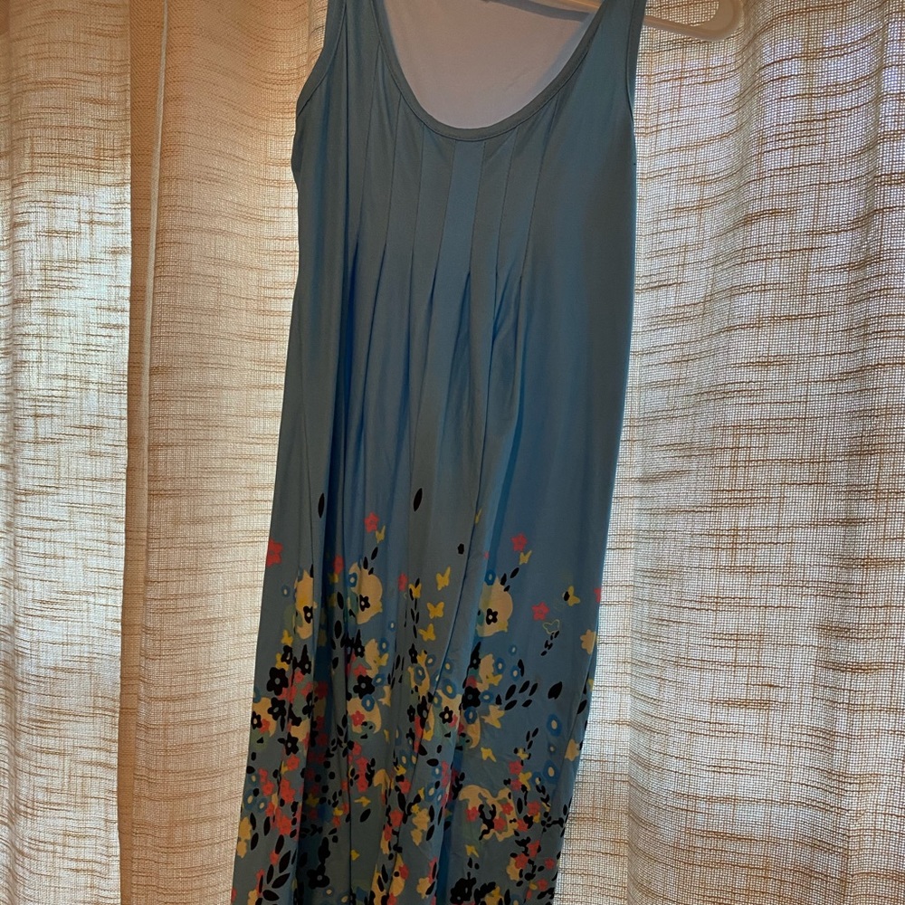 Sleeveless Blue Floral Skater Dress
